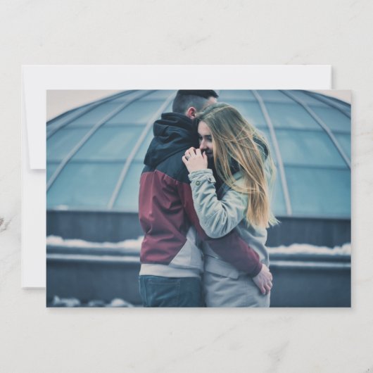 Dusty Blue Floral Crest Monogram Foto Save The Date (Achterkant)