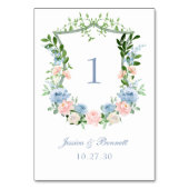 Dusty Blue Floral Crest Weddenschappen Kaart (Voorkant)
