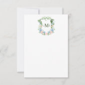 Dusty Blue Floral Crest Wedding Bedankkaart (Voorkant)