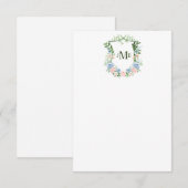 Dusty Blue Floral Crest Wedding Bedankkaart (Voorkant / Achterkant)