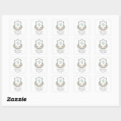 Dusty Blue Floral Crest Wedding Bedankt Vierkante Sticker (Vel)
