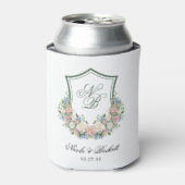 Dusty Blue Floral Crest Wedding Cooler (Blikje Voorkant)