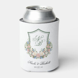 Dusty Blue Floral Crest Wedding Cooler