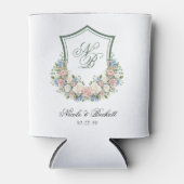 Dusty Blue Floral Crest Wedding Cooler (Voorkant)