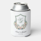 Dusty Blue Floral Crest Wedding Cooler (Blikje Achterkant)