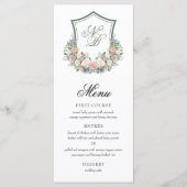 Dusty Blue Floral Crest Wedding Menu (Voorkant)