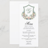 Dusty Blue Floral Crest Wedding Menu