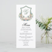 Dusty Blue Floral Crest Wedding Menu