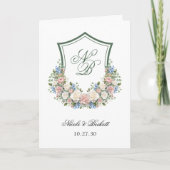 Dusty Blue Floral Crest Wedding Program Programma (Voorkant)
