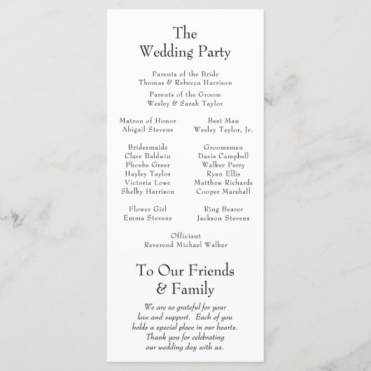 Dusty Blue Floral Crest Wedding Program Programmakaart (Achterkant)