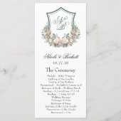 Dusty Blue Floral Crest Wedding Program Programmakaart (Voorkant)