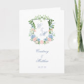 Dusty Blue Floral Crest Wedding Programma (Voorkant)