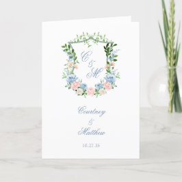 Dusty Blue Floral Crest Wedding Programma