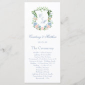 Dusty Blue Floral Crest Wedding Programmakaart (Voorkant)
