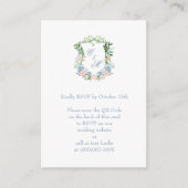Dusty Blue Floral Crest Wedding QR Code RSVP Informatiekaartje