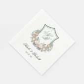 Dusty Blue Floral Crest Wedding Servet (Hoek)