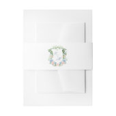 Dusty Blue Floral Crest Wedding Uitnodigingen Wikkel (Voorkant Voorbeeld)