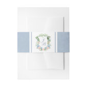 Dusty Blue Floral Crest Wedding Uitnodigingen Wikkel (Voorkant Voorbeeld)