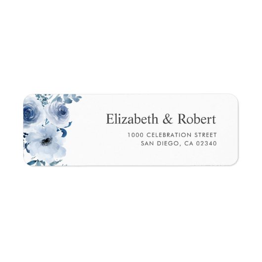 dusty blue floral custom address label (Voorkant)