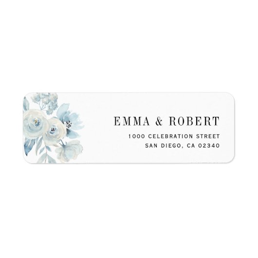 dusty blue floral custom address label (Voorkant)