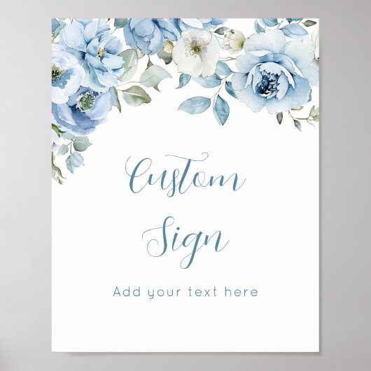 Dusty Blue floral Custom Poster (Voorkant)