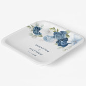 Dusty Blue Floral Custom Wedding Papieren Bordje (Gebogen)
