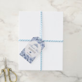 Dusty Blue Floral Dank je Labels Cadeaulabel (Met Touw)