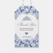Dusty Blue Floral Dank je Labels Cadeaulabel (Voorkant)