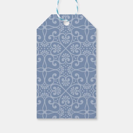 Dusty Blue Floral Dank je Labels Cadeaulabel (Achterkant)