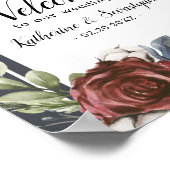 Dusty Blue Floral Dark Welcome Weddenschap Poster (Hoek)