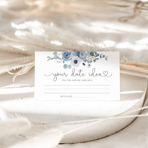 Dusty blue floral Date-ideeën. Datum jar Informatiekaartje