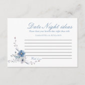 Dusty Blue Floral Date Night Ideas Vrijgezellenfee Informatiekaartje (Voorkant)