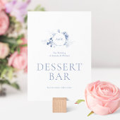 Dusty Blue Floral Dessert Bar Sign Kaart