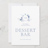 Dusty Blue Floral Dessert Bar Sign Kaart (Voorkant)