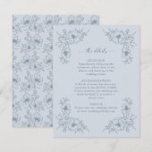 Dusty Blue Floral Details Informatiekaartje (Voorkant / Achterkant)
