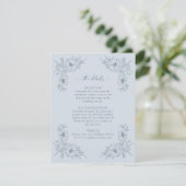 Dusty Blue Floral Details Informatiekaartje (Staand voorkant)