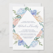 Dusty Blue Floral Diamond Engagement Party Kaart (Voorkant)