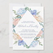 Dusty Blue Floral Diamond Wedding Brunch Kaart (Voorkant)