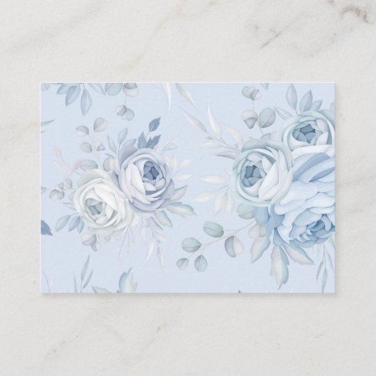 Dusty Blue Floral Diaper Raffle Informatiekaartje (Achterkant)