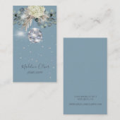 Dusty Blue Floral Disco Ball Sieraden Display Visitekaartje (Voorkant / Achterkant)