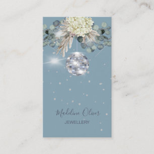 Dusty Blue Floral Disco Ball Sieraden Display Visitekaartje