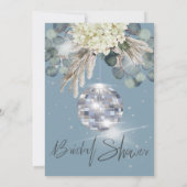 Dusty Blue Floral Disco Ball Vrijgezellenfeest Kaart (Achterkant)