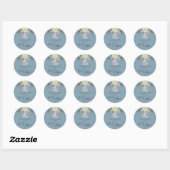 Dusty Blue Floral Disco Ball Vrijgezellenfeest Ronde Sticker (Vel)