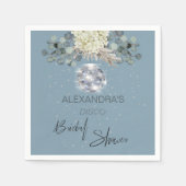 Dusty Blue Floral Disco Ball Vrijgezellenfeest Servet (Voorkant)