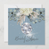 Dusty Blue Floral Disco Ball Vrijgezellenfeest Squ Kaart (Achterkant)