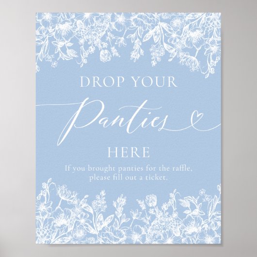 Dusty Blue Floral Drop je slipje hier spel teken Poster (Voorkant)
