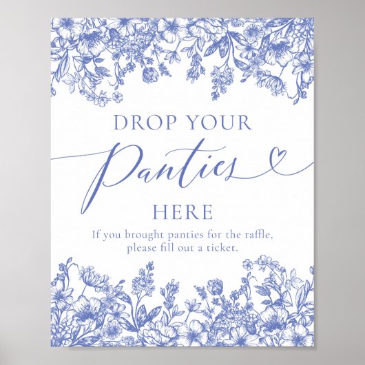 Dusty Blue Floral Drop je slipje hier spel teken Poster (Voorkant)