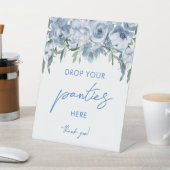 Dusty Blue Floral Drop je slipje hier spel teken Reclamebord Met Voetstuk (Insitu)