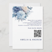 Dusty Blue Floral Dusty Roos Blush Pink Wedding Kaart (Achterkant)