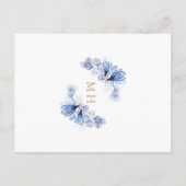 Dusty Blue Floral Eerste Heilige Communie Uitnodig Briefkaart (Achterkant)